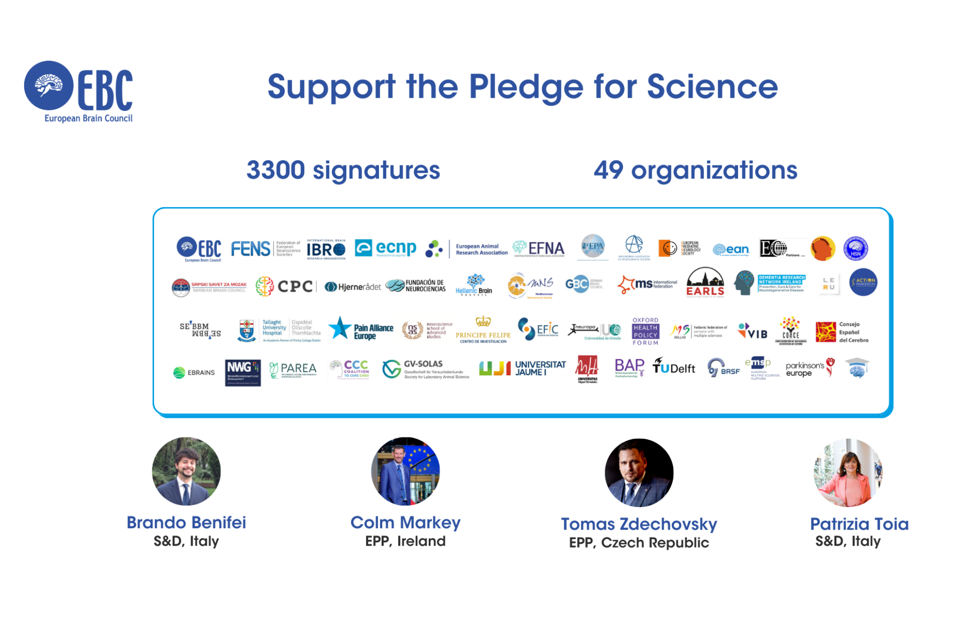 Support Pledge for Science calling for the prioritisation of brain research  & innovation in the EU – European Brain Council (EBC)